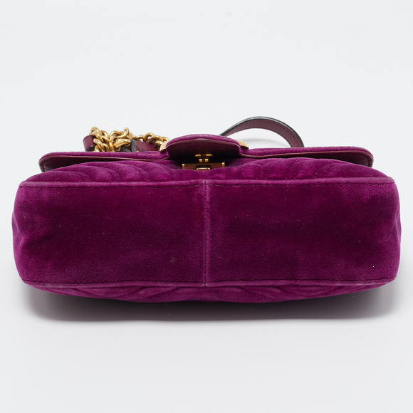GUCCI Magenta Matelasse Velver Mini GG Marmont Shoulder Bag - Picture 7 of 8